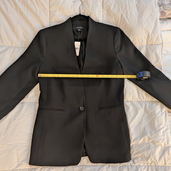 Ann Taylor Blazer The Long Collarless in Fluid Crepe Black Size 10 - Picture 8 of 13